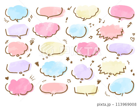 吹き出し　イラスト　パステルカラー 113969008