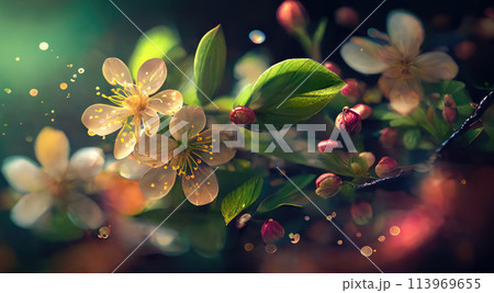 Flowering branch of apple cherry blossoms Flowering branch of apple cherry blossoms 113969655