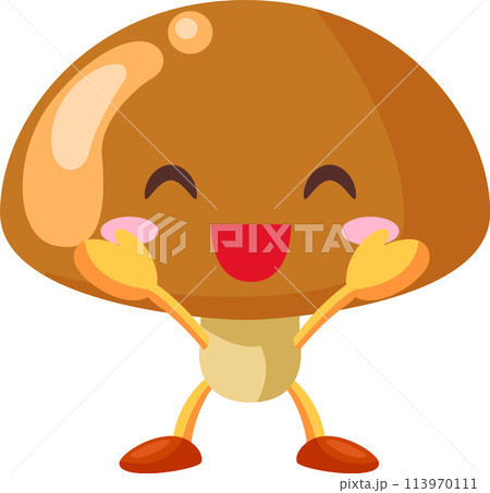 両手を挙げて喜ぶ可愛いなめこのキャラクターのイラスト 両手を挙げて喜ぶ可愛いなめこのキャラクターのイラスト 113970111