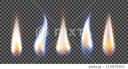 Candle flames with realistic flare isolated 113970301