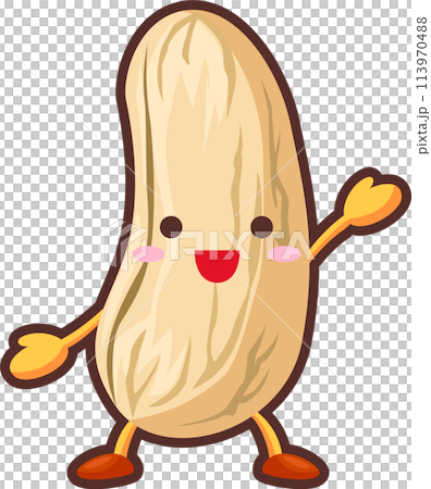 Cute cashew nut character raising hand 113970488