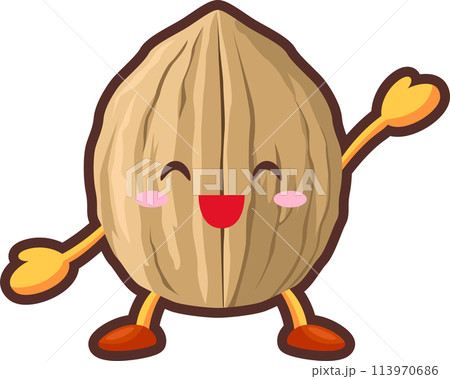 手を挙げるかわいいクルミのキャラクター 113970686
