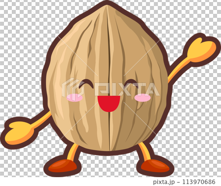 手を挙げるかわいいクルミのキャラクター 113970686