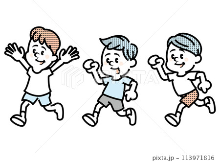 走っている男の子のイラスト 113971816