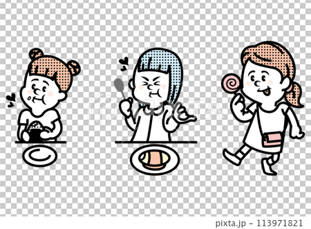 一個女孩吃東西的插圖 113971821