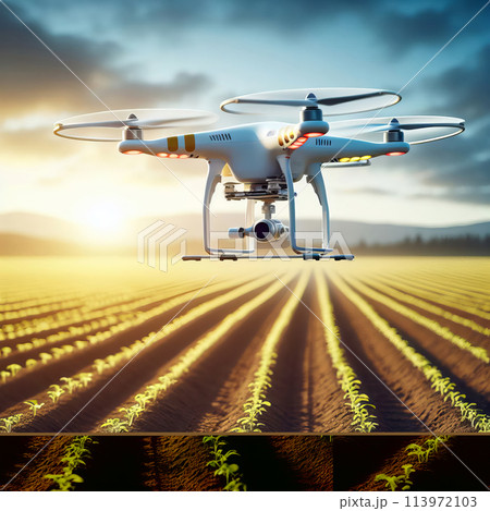 drone flying in the morning light 113972103