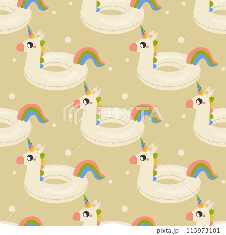 seamless pattern, unicorn shaped unicorn baby inflatable swim lap 113973101