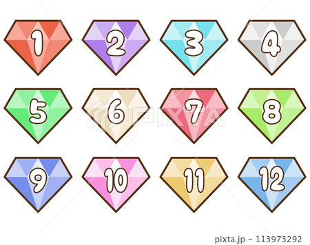 12ヶ月の誕生石アイコン_白文字 113973292