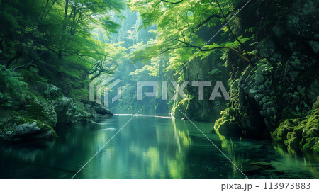 夏の渓谷 113973883