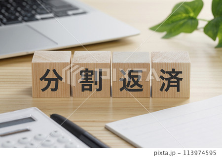 分割返済と書かれた積み木のブロック 113974595