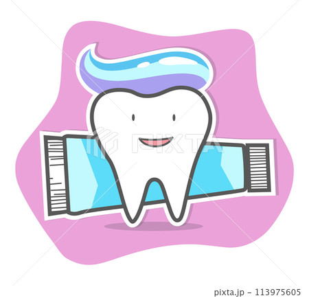 Teeth care and hygiene concept. Healthy happy teeth. Vector illustration Teeth care and hygiene concept. Healthy happy teeth. Vector illustration 113975605