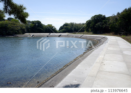 宮城県　朴島の海岸と防潮堤 113976645