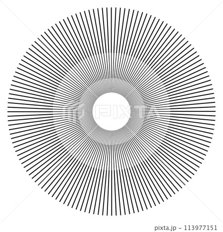 Circular Radial Rays of Sunburst. Abstract Round Design Element. Vector Art. Circular Radial Rays of Sunburst. Abstract Round Design Element. Vector Art. 113977151