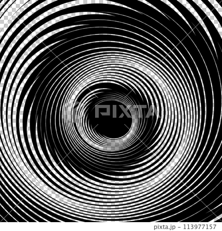 Spiral Vortex Movement Design. Abstract Textured Black and White Background. Vector Art. 113977157