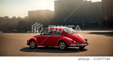Retro car beetle on the streets of a big city 113977586