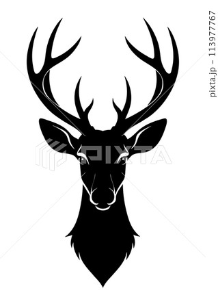 vector illustration of deer head silhouette with antlers 113977767