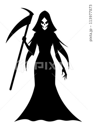 silhouette of Grim Reaper girl 113977873