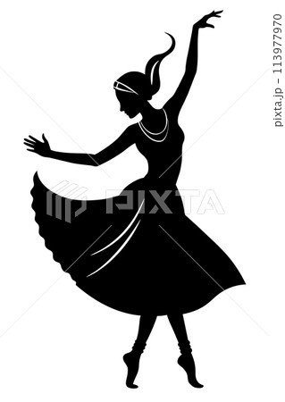 Indian dancer in silhouette Indian dancer in silhouette 113977970