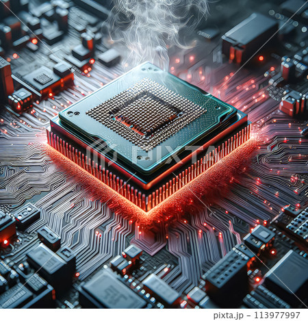 computer motherboard with electronic chip 113977997