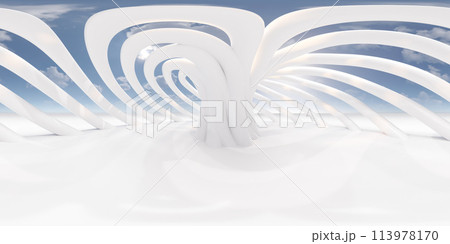 Large white object in blue sky 360 panorama vr environment map 113978170