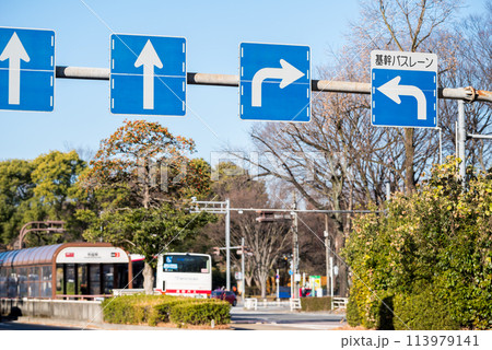 【基幹バスレーン】複雑な道路標識がある交差点 【基幹バスレーン】複雑な道路標識がある交差点 113979141