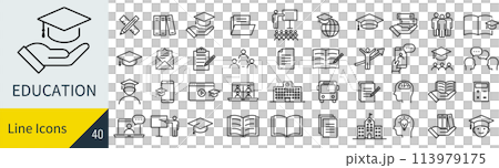 向量教育線描圖標集 113979175