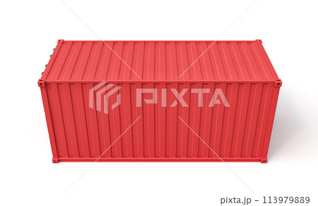 3d rendering of closed red shipping container isolated on white background 113979889