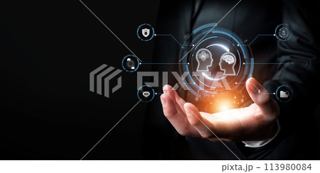 Human interact with AI artificial intelligence brain process generative AI FaaS 113980084