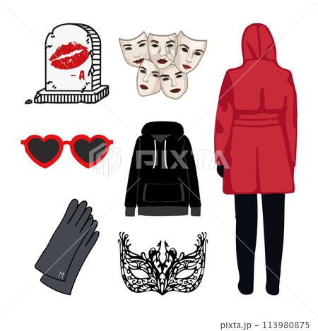 pll pretty little liars tv series pack of icons illustration isolated elements	 113980875