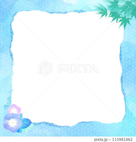 夏の水彩フレーム 113981862