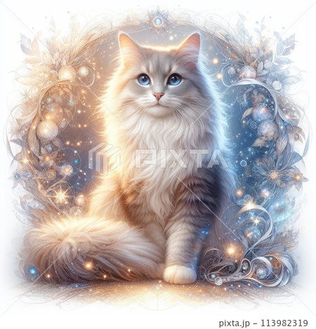 キラキラと輝く猫のイラスト素材 [113982319] - PIXTA
