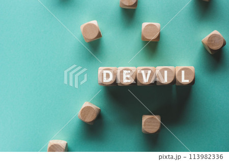 DEVILの文字が入ったウッドキューブがあり、目を引くイメージです。 113982336