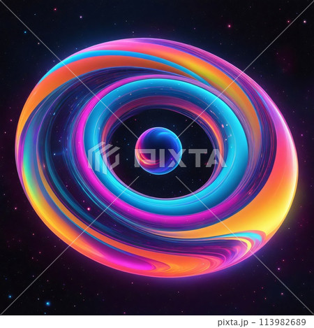 Liquid rainbow space illustration holographic 3D abstract shapes wallpaper 113982689
