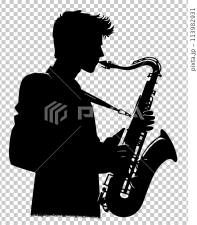Saxophone player silhouette Saxophone player silhouette 113982931