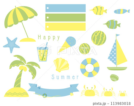 夏のかわいいセットのイラスト 113983018