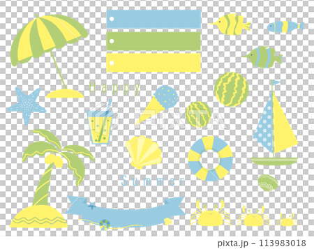 夏のかわいいセットのイラスト 113983018