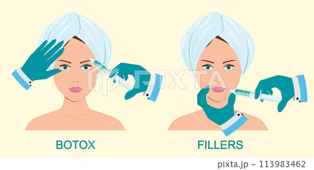 Botox and fillers injection to anti-aging skin care. Botox and fillers injection to anti-aging skin care. 113983462
