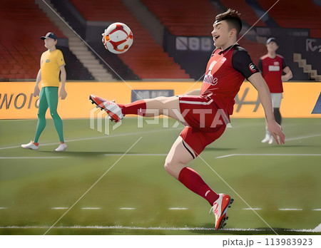 サッカーをする男性 113983923