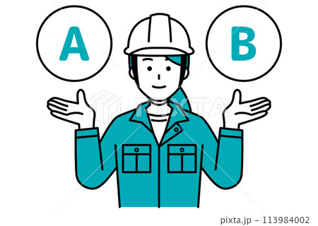 AとBの選択肢を提案する作業員の女性 AとBの選択肢を提案する作業員の女性 113984002