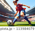 サッカーボールを蹴る女性 113984079