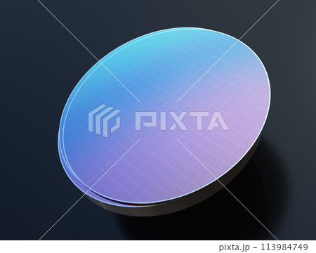 黒バックに半導体ウェハーのイメージ 113984749