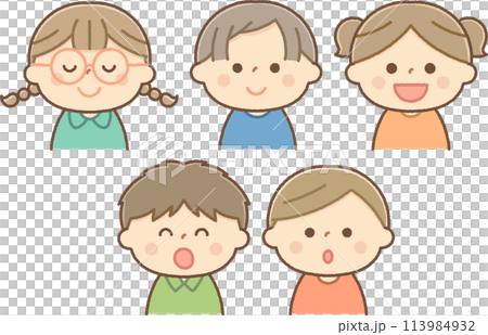 可愛い子供の顔アイコンセット 113984932