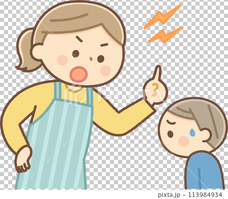 一位母親責罵她的孩子的插圖 113984934