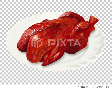 Roast chicken (whole chicken) with plate 113985213