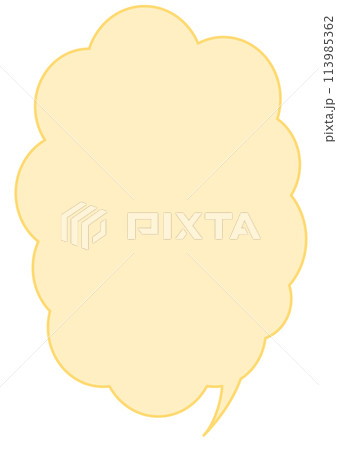 黄色のシンプルな雲型の縦長吹き出し 113985362