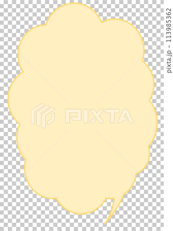 黄色のシンプルな雲型の縦長吹き出し 113985362
