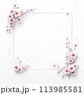 白い背景にピンクの梅の花のフレーム 【AI画像】 113985581