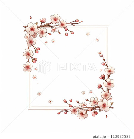 赤い桜のフレーム 【AI画像】 赤い桜のフレーム 【AI画像】 113985582