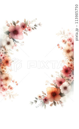 ピンクの花のあるフレーム 【AI画像】 ピンクの花のあるフレーム 【AI画像】 113985750