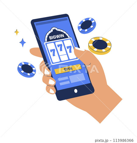 Online vegas 777 slots concept illustration Online vegas 777 slots concept illustration 113986366